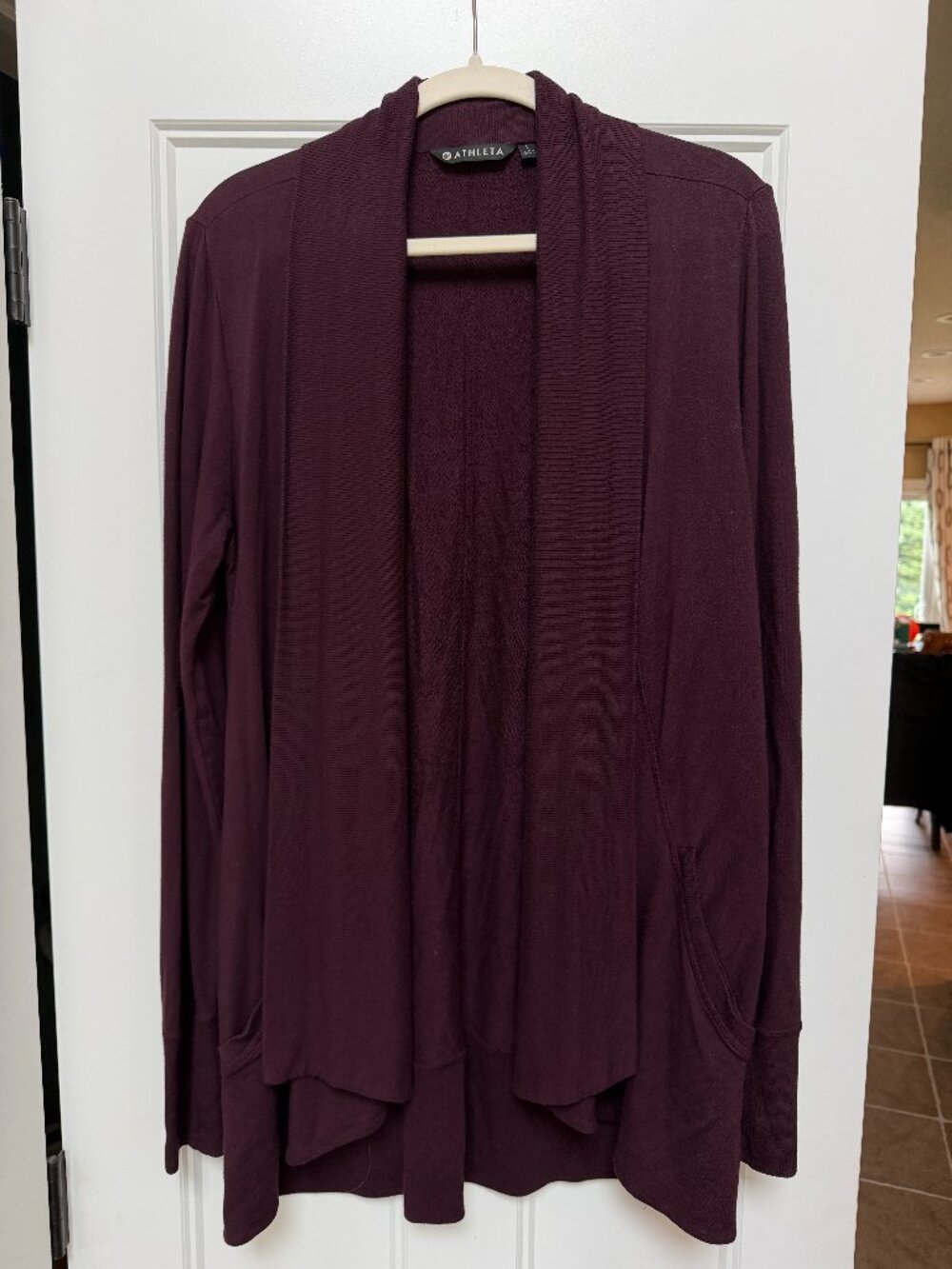 Athleta Pranayama Wrap Cover Up cardigan sweater large plum wine purple